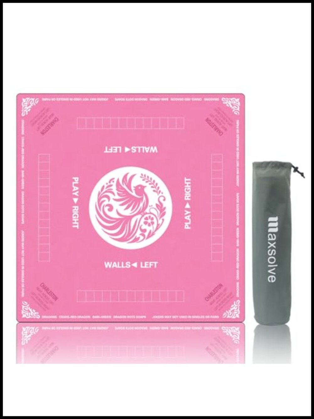 Mahjong Mat with Carrying Bag, 31.5" x 31.5", Non-Slip, Noise-Dampening, with
